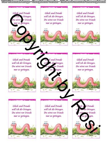 Karten zum Beilegen für Sorgen- und Glückwürmchen - einfach ausdrucken - Basteln