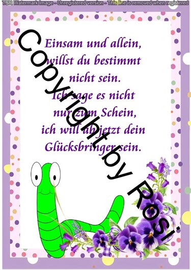 Karten zum Beilegen für Sorgen- und Glückwürmchen - einfach ausdrucken - Basteln