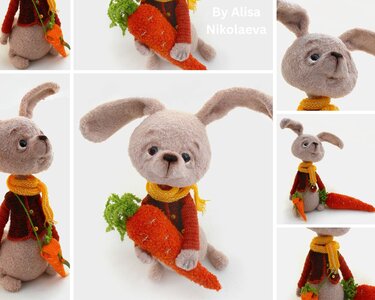 362 Bunny Rabbit Yegorka soft toy with knitted sweater plushi plush - Crochet