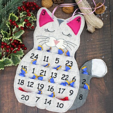 Stickdatei ITH Adventskalender Katze Kätzchen 24x36cm Rahmen - Sticken
