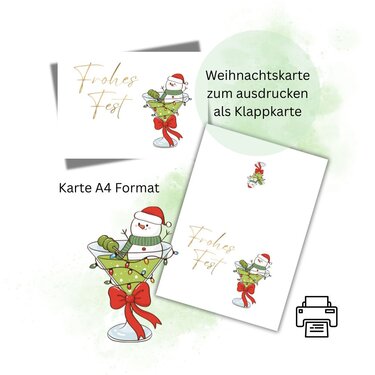 Weihnachtskarte 2 zum Ausdrucken - Basteln