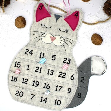 Stickdatei ITH Adventskalender Katze Kätzchen 24x36cm Rahmen - Sticken