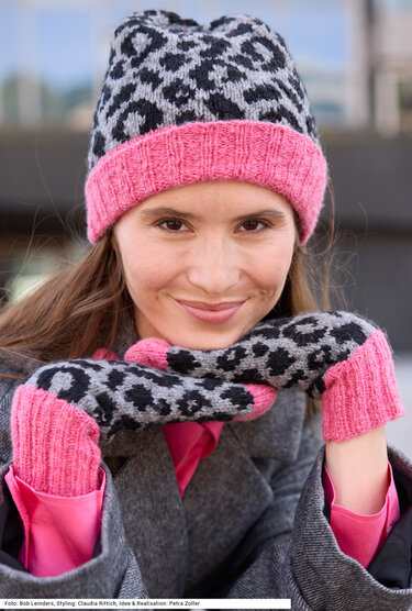 Mütze und Fausthandschuhe mit Jacquardmuster - Bild 4