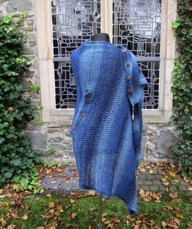 Versa Poncho, vertical, horizontal, diagonal wearable, removable hoodie - Knitting