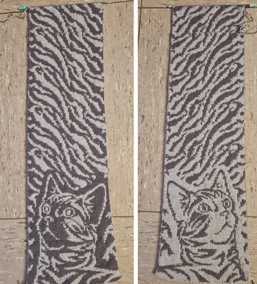 Schal Tigerkatze mit Doubleface gestrickt - Stricken