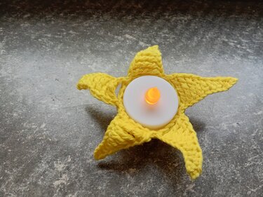 Teelichthalter Sonne gehäkelt, tolle Dekoration für die dunkle Jahreszeit - Häkeln