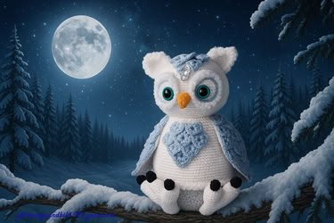 Winterlampe Schneeeule Luna, Häkelanleitung