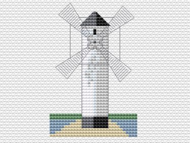 Kreuzstichvorlage Leuchtturm Mühlenbake von Swinemünde als PDF und PNG