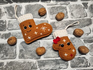 Häkelanleitung 2in1 "Lebkuchenpärchen Stiefelchen + Handschühchen"