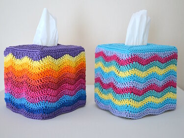 Crochet Pattern Tissue Box Cover “Waves”, Restroom Decor, 2 box shapes - Image 5