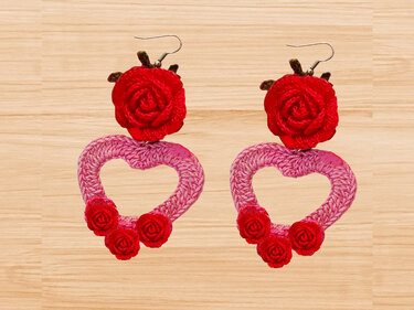 Crochet Heart Flower Earrings Pattern + Video Tutorial (English)