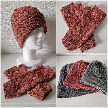 Strickanleitung für das Set aus Mütze und Stulpen "Lydia"