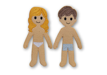 Stickdatei Anziehpuppe Weihnachten Mädchen und Junge auf Filz mit Kleidung - Sticken