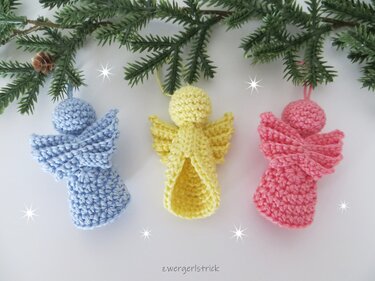 kleine Engel häkeln - Geschenkanhänger und Baumschmuck