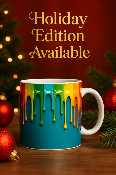 Rainbow Dripping Paint Mug Wrap | 11 oz Sublimation Design - Crafts