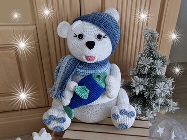 Winterlampe Eisbär Enno - Häkeln