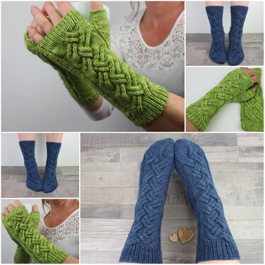 Knitting Pattern Bundle - Avocado Cocktail Socks & Avocado Fingerless Mitte