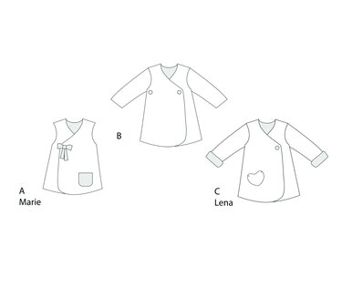 sewing pattern wrap dress/jacket LENA tutorial 2y/3y–8y/9y