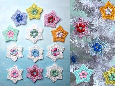 Häkelanleitung Sterne mit Perlen Christbaumschmuck, Weihnachtsdeko, PDF