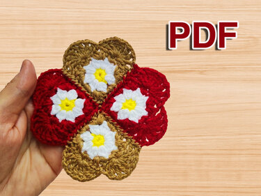 Easy Crochet Hearts Coaster Pattern PDF + Video Tutorial - NontyCrochet