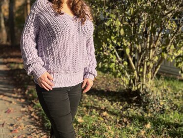 Crochet Pattern Cold-Shoulder-Sweater "Purple Rain"