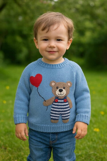 Pullover - RVO mit Teddybär Applikation - in 2 Größen - Bild 6