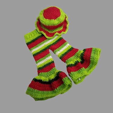 Baby Flared Pants & Ruffle Hat Crochet Pattern Set | Newborn–12 Months | Ea