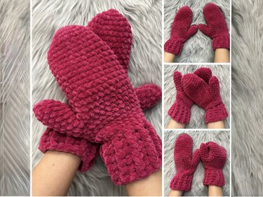 Handschuhe Damen Chenille - Häkeln