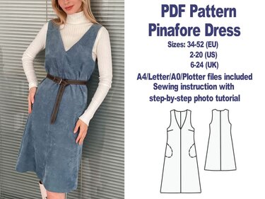 Pinafore Dress Sewing Pattern PDF Sewing Patterns Women Sewing Pattern