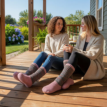 Ladies Over Knee Crochet Slipper Socks Pattern