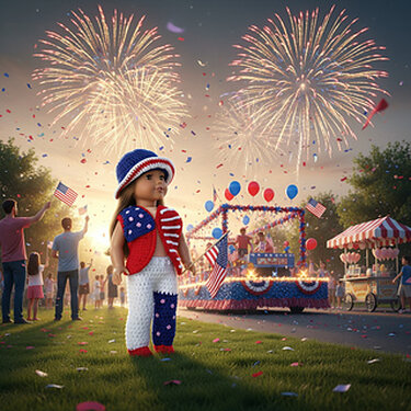 Crochet Pattern doll outfit 4th of july costume