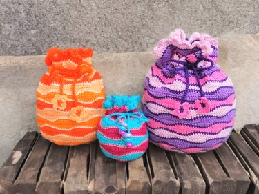 "Perfect Wave" - Crochetpattern Drawstring Pouch (3 different sizes)