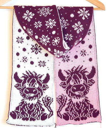 Knitting pattern children's scarf "Sweetie tooth loves snow" Highland Cow - Image 2