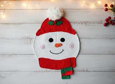 Crochet Pattern Snowman Placemat for Christmas Table Decor