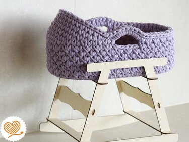 + FENIA + Crochet Moses basket with roof in all sizes with wooden base - Image 13