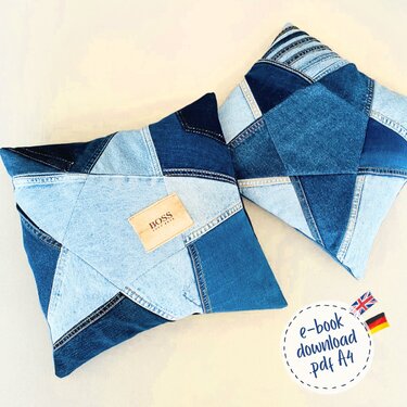 Sternen-Kissen nähen mit Hotelverschluss, Jeans Upcycling Schnittmuster - Bild 7