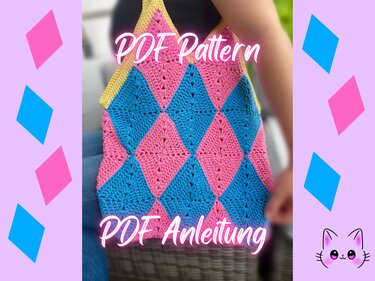 Diamond Bag, Granny Square Bag - Crochet