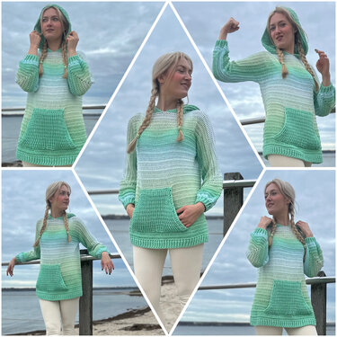 1-Bobbel-Hoodie SPORTY mit Kapuze - Häkeln