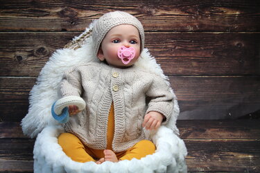 Baby cardigan in A-shape with hat No. 006. - Knitting