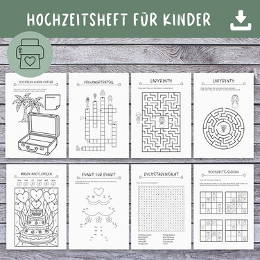 Hochzeits-Malbuch für Kinder – PDF zum Ausdrucken - Basteln