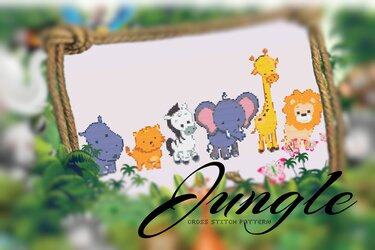 Kindermotiv-Kreuzstich. Katze, Hund, Einhorn, Flamingo, Dschungeltiere - Sticken