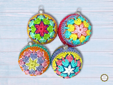 Christmas Balls "Stella", Festive Ornaments Xmas Baubles Crochet Pattern