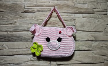 Häkelanleitung Geschenktäschchen "Schweinchen"(Neujahrs/Geburtstagswünsche)