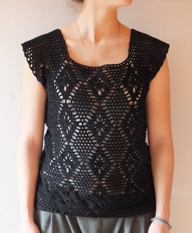 Häkelanleitung Top Netzshirt Größe 36/38, 42/44, 48/50, 54/56 Saphiskeija
