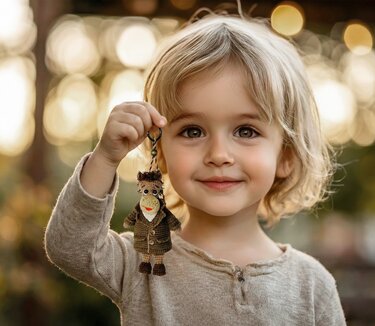 Horse in a Coat. Amigurumi Keychain with Secret Pocket. Crochet pattern.