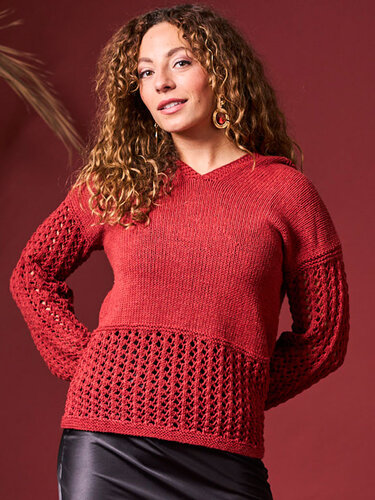 PULLI ESTHER, KAPUZENPULLOVER MIT LOCHMUSTER gestrickt - Bild 4