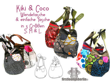 Kiki & Coco Umhängetasche Beutel Wendetasche Tasche Shopper 2 Kombi E-Books - Nähen