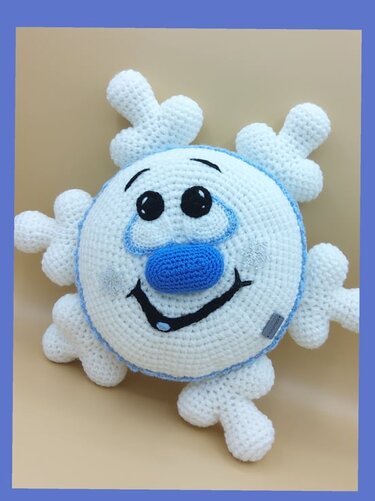 Häkelanleitung / Amigurumi / Zierkissen, Lebkuchen-Schneeflocke