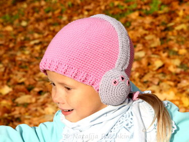 Mädchen und Jungen Mütze mit Kopfhörer - Ku 36-57 cm - Häkeln