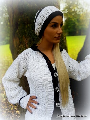 Häkelanleitung Cardigan "Black and White" - Alle Größen -
